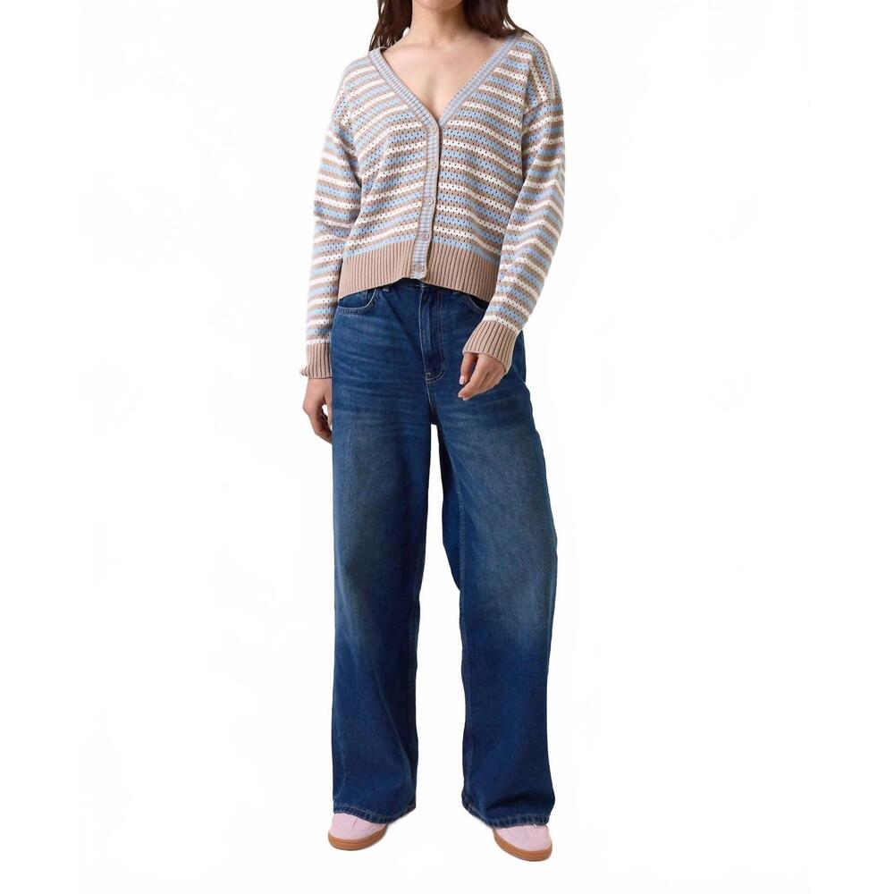 NEW WISPR pamilla stripe cardigan in light brown